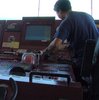 Crew member on bridge